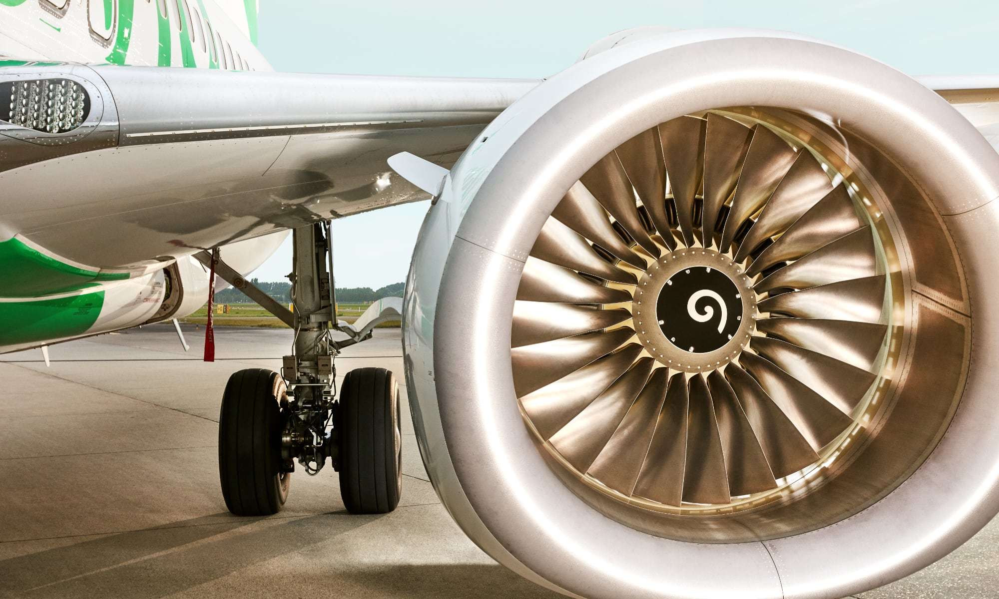 Motor van een Transavia vliegtuig